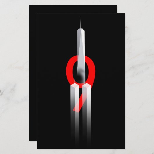 9 11 Vergeet nooit te herinneren 9.11.2001 Memoria Briefpapier (Voorkant / Achterkant)