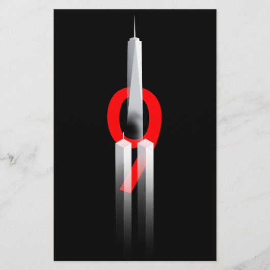 9 11 Vergeet nooit te herinneren 9.11.2001 Memoria Briefpapier (Voorkant)