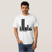 9-11 Vergeet NY Skyline Tshirts, Buttonnen nooit T-shirt (Voorkant volledig)
