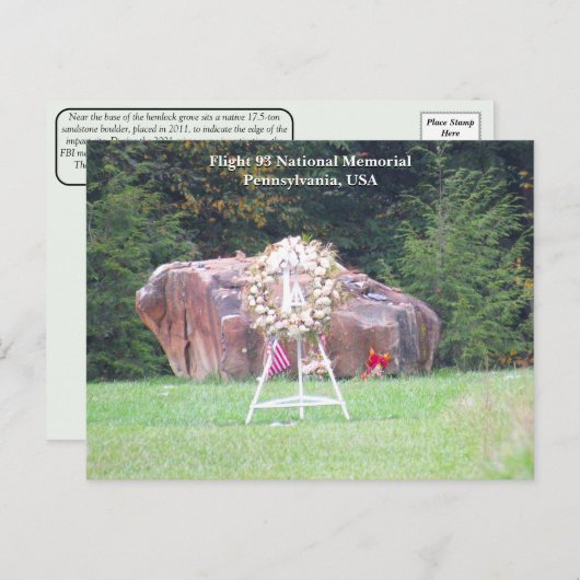 9/11 Vlucht 93 Nationaal Briefkaart (Voorkant / Achterkant)