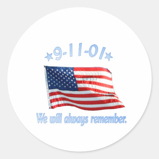 9-11 We zullen het altijd onthouden Ronde Sticker (Voorkant)