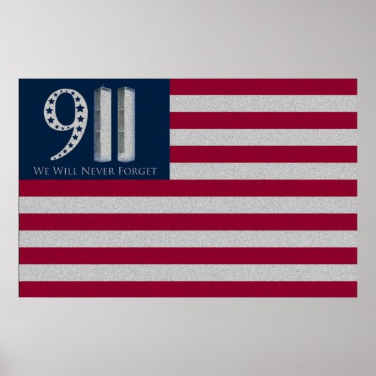 9-11 We zullen het Amerikaanse Poster van de vlag  (Voorkant)