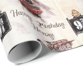 9 3/4 Treinrit Jongen's Verjaardagscadeau Cadeaupapier (Rol Hoek)