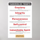 9-3  Taekwon-Do Poster Tenets (Voorkant)