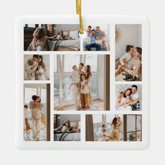 9 Aangepaste kerstversieringen voor foto's met col Keramisch Ornament (Voorkant)