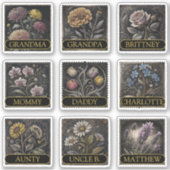 9 Aangepaste namen van gastenlijsten Flowers Antie Sticker (Voorkant)