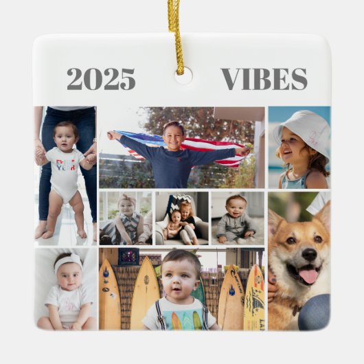 9 Afbeelding fotocollage Keramisch Ornament (Voorkant)