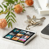 9 Afgerond zwart Lijst met fotosjabloonraster Sleutelhanger (Zijkant)