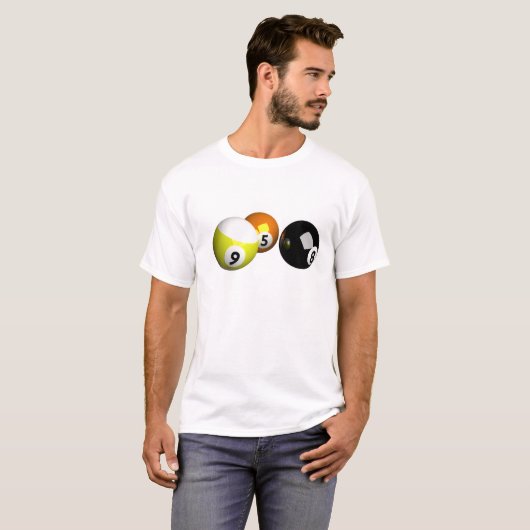 9 Ball 3D Pool Balls T-shirt (Voorkant volledig)