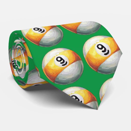 9 ball Art Pattern Green Stropdas (Opgerold)