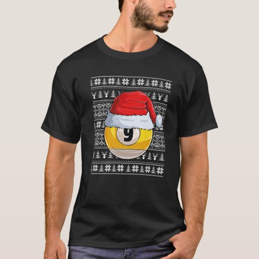 9 Ball Biljart Kerstman Hoed Kerst Grappige Bal Sa T-shirt (Voorkant)