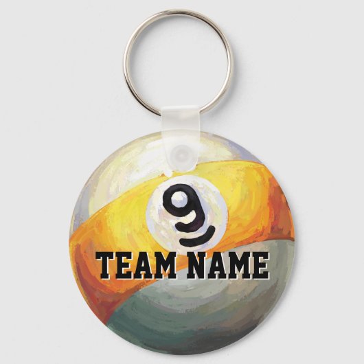 9 Ball Custom Team Name Sleutelhanger (Voorkant)