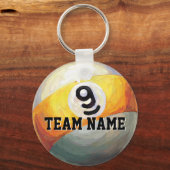 9 Ball Custom Team Name Sleutelhanger (Voorkant)
