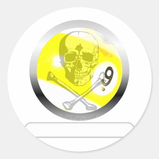 9 Ball Skull en Crossbones Ronde Sticker (Voorkant)