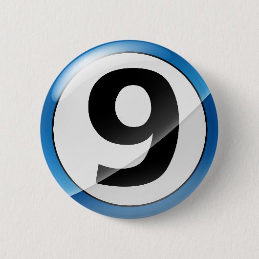 9 blauw ronde button 5,7 cm (Voorkant)