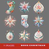 9 Boho Christmas Custom-Cut Vinyl Sticker