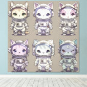 9 Chibi Astronaut Katjes Ruimtevaart Bemanning Canvas Afdruk (Insitu (Houten vloer))