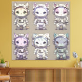 9 Chibi Astronaut Katjes Ruimtevaart Bemanning Canvas Afdruk (Insitu (Woonkamer))
