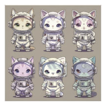 9 Chibi Astronaut Kittens Ruimte Bemanning