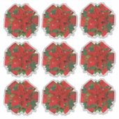 9 Crush Proof Poinsettia Gift Wrap Bows 4 Mailing Sticker (Voorkant)