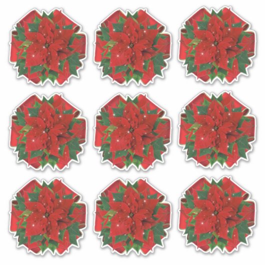 9 Crush Proof Poinsettia Gift Wrap Bows 4 Mailing Sticker (Voorkant)