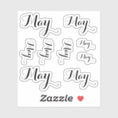 9 Custom Name Word, 2-3 letters Elegant Script Blk Sticker (Vel)