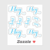 9 Custom Name Word, 2-3 letters Elegant Script Blu Sticker (Vel)