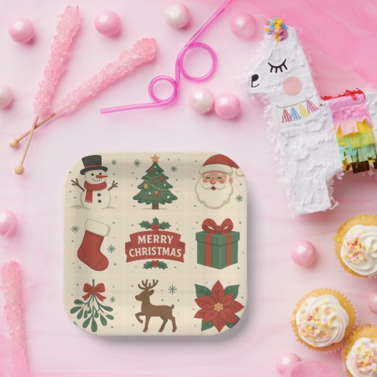 9 Cute Merry Christmas Images Papieren Bordje (Feest)