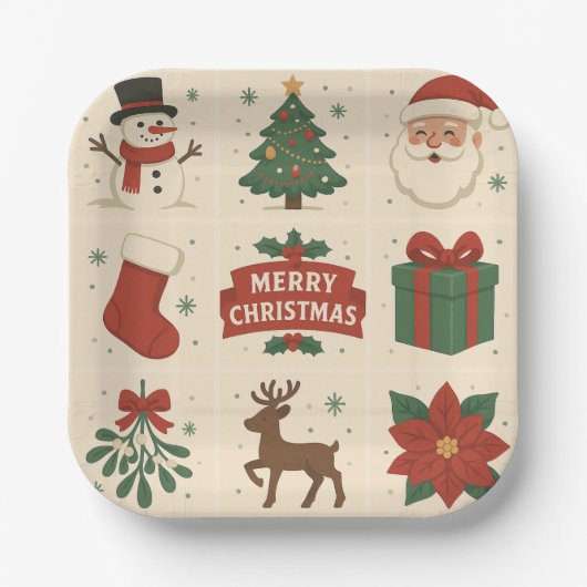 9 Cute Merry Christmas Images Papieren Bordje (Voorkant)