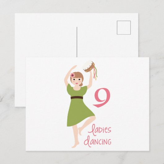 9 Dames dansen Briefkaart (Voorkant / Achterkant)