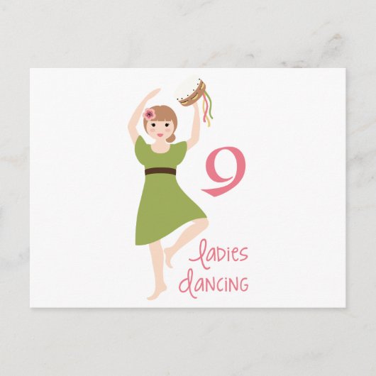 9 Dames dansen Briefkaart (Voorkant)