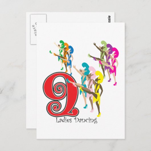 9 Dames dansen Briefkaart (Voorkant / Achterkant)