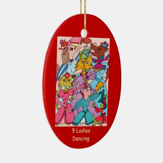 9 Dames dansen Keramisch Ornament (Rechts)