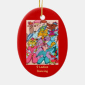 9 Dames dansen Keramisch Ornament (Achterkant)