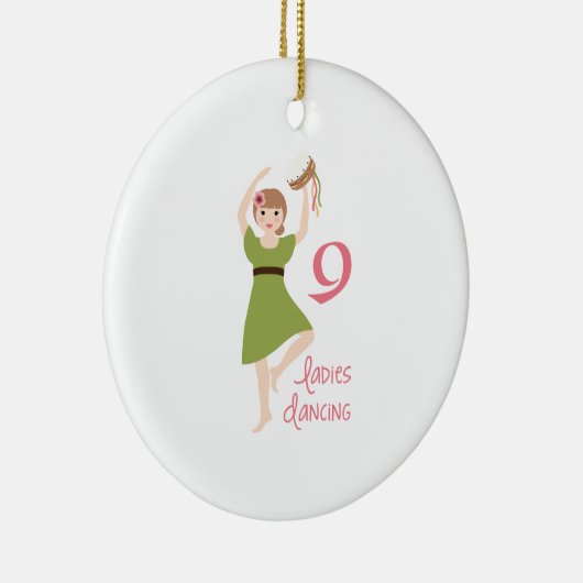 9 Dames dansen Keramisch Ornament (Rechts)