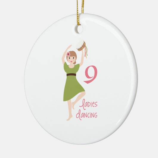 9 Dames dansen Keramisch Ornament (Links)