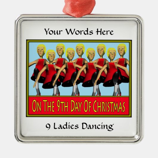 9 Dames dansen Metalen Ornament (Voorkant)