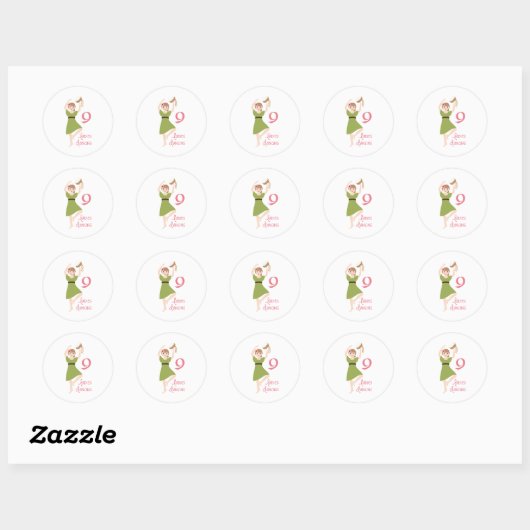 9 Dames dansen Ronde Sticker (Vel)
