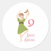 9 Dames dansen Ronde Sticker (Voorkant)