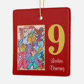 9 Dames dansende kalkoenen & Typografie Keramisch Ornament (Links)