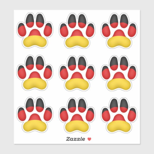 9 Duitse hondenpootafdrukken Sticker (Vel)
