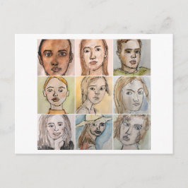 9 faces (Number 3) Postcard Briefkaart