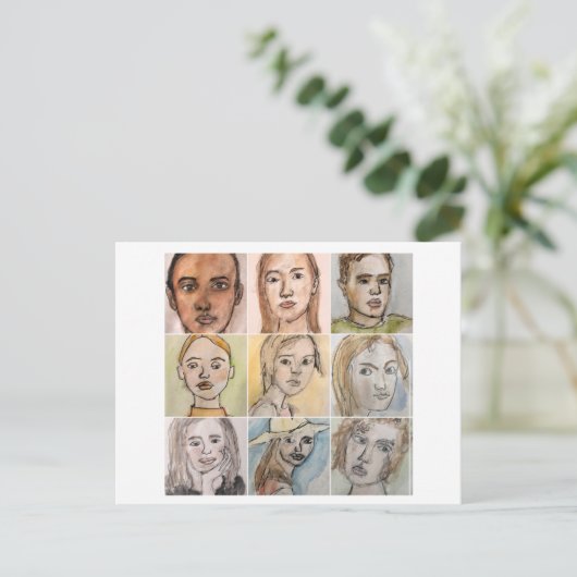 9 faces (Number 3) Postcard Briefkaart (Staand voorkant)