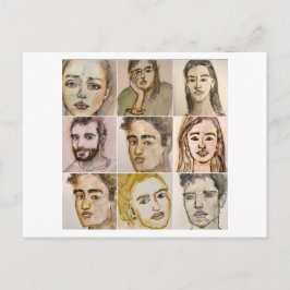 9 faces (Number 4) Postcard Briefkaart