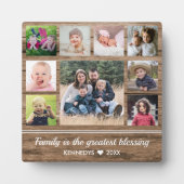 9 Familie Foto collage Citaat Rustic Brown Wood Fotoplaat (Voorkant)