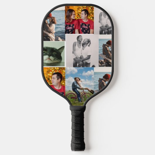 9 Family Photo Personalized Collage Pickleball Paddle (Voorkant)