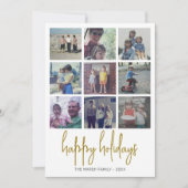 9 Foto Black en Gold Stippen - Kerstmis Feestdagenkaart (Voorkant)