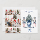 9 Foto Blauwe Chinoiserie Notenkraker Kerstmis Feestdagenkaart (Voorkant)