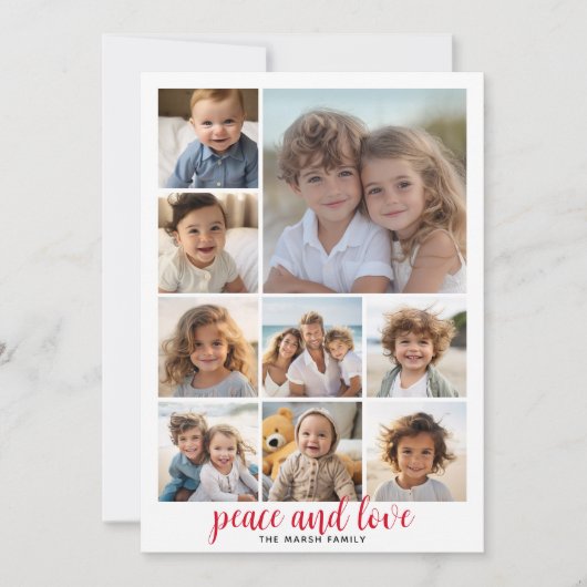 9 Foto Buffalo Pset-kerstmis Red Peace and Love Feestdagenkaart (Voorkant)