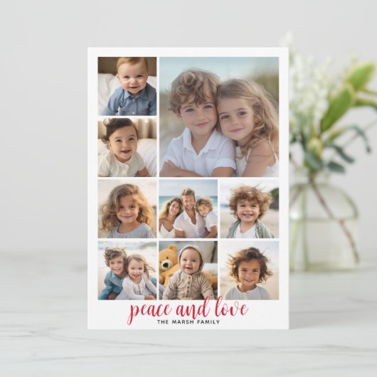 9 Foto Buffalo Pset-kerstmis Red Peace and Love Feestdagenkaart (Staand voorkant)